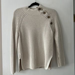 Cream button detail sweater with side slits. Size small from Gap